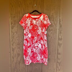 Old Navy Red and White Leaf Print Midi Dress
